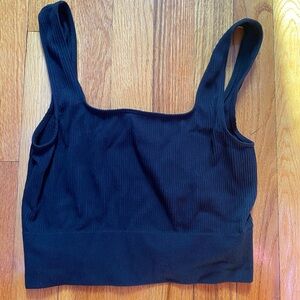 Black Ribbed Crop Top